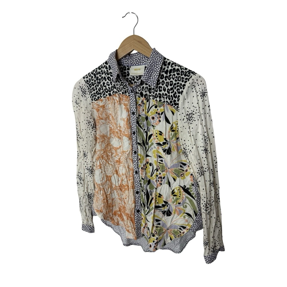 Anthropology Maeve Women's Paz Blouse XS Print Long Sleeve Button Up